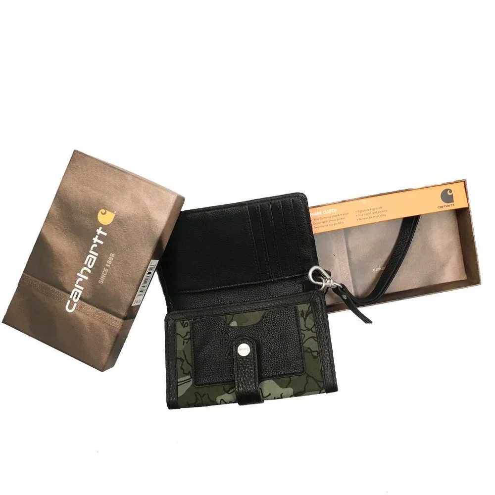 NEW! Carhartt Phone Clutch! Floral Camo Shades of Green & Black 61-CH2254